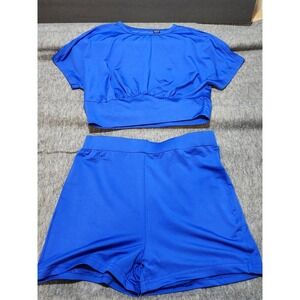 Shein Cropped 2 Piece‎ Short Outfit Junior's Size Small Blue